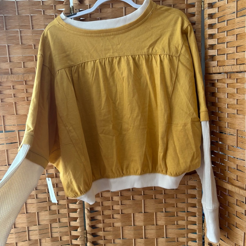 NWT : Anthropologie Women Crop Sweatshirt Floral Graphic Top Medium Varsity Tee - Picture 8 of 8